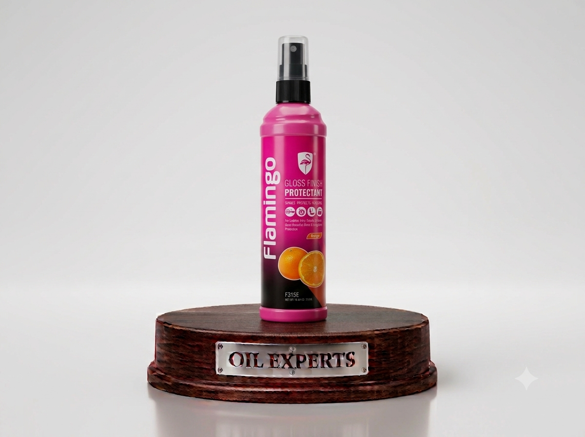Flamingo Gloss Finish Protectant Spray – Orange Fragrance (F315E - 500ml / 16.9 Fl oz) – Multi-Surface Dashboard & Trim Shine