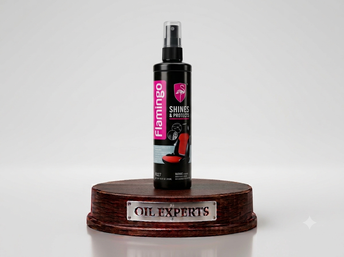 Flamingo Shines & Protects Spray (F027 - 295ml / 10.41 Fl oz) – Multi-Surface Leather, Vinyl & Dashboard Restorer
